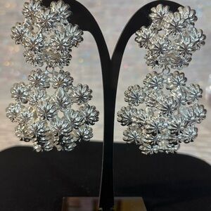 Elegant Silver Floral Earrings